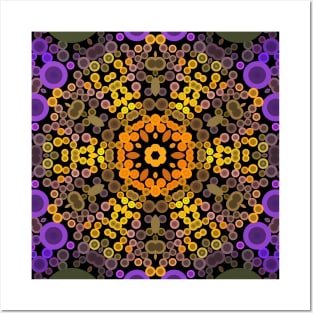 Dot Mandala Flower Yellow and Purple Posters and Art